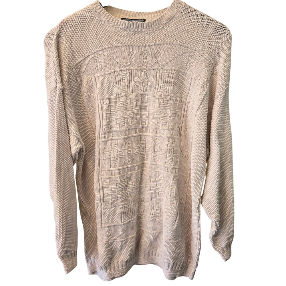 NWT Men's Best American Clothing Med Cream 100% Cotton Knit Sweater [0467]